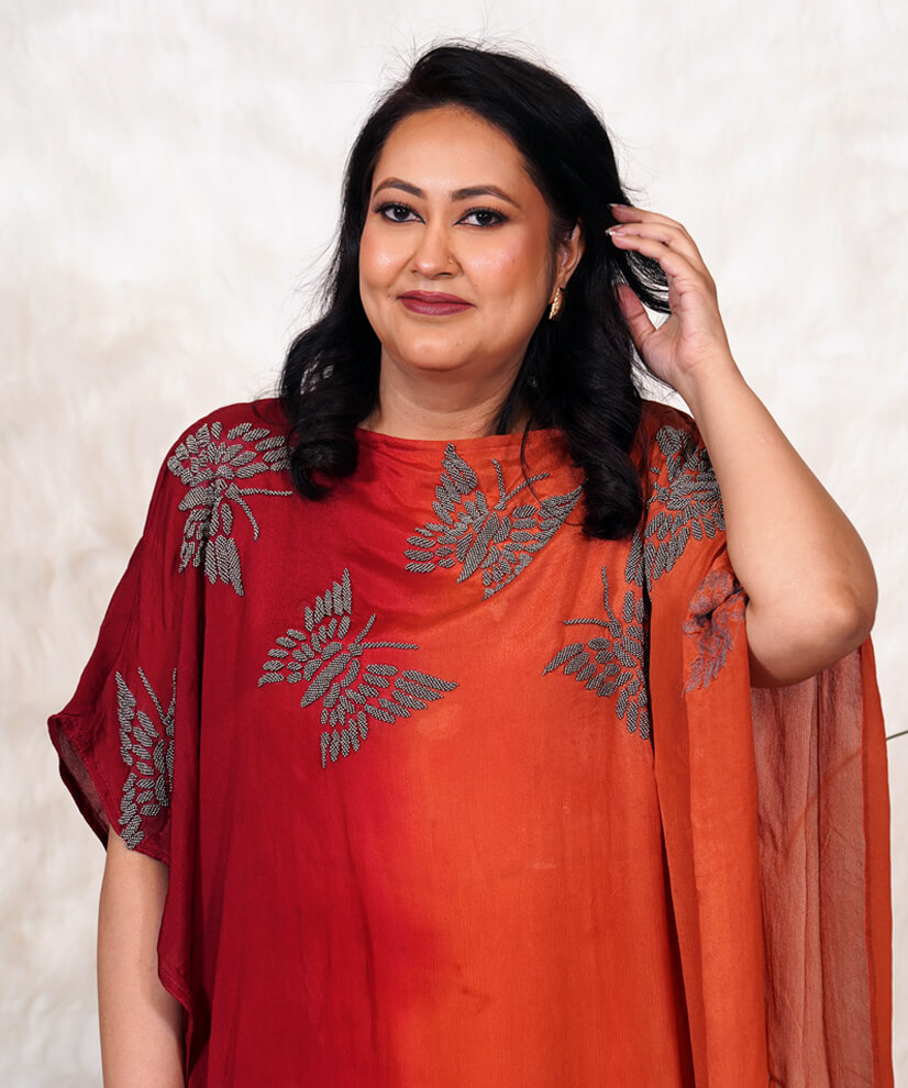 Sunset Ombre Kaftan with Intricate Beadwork - Image 2