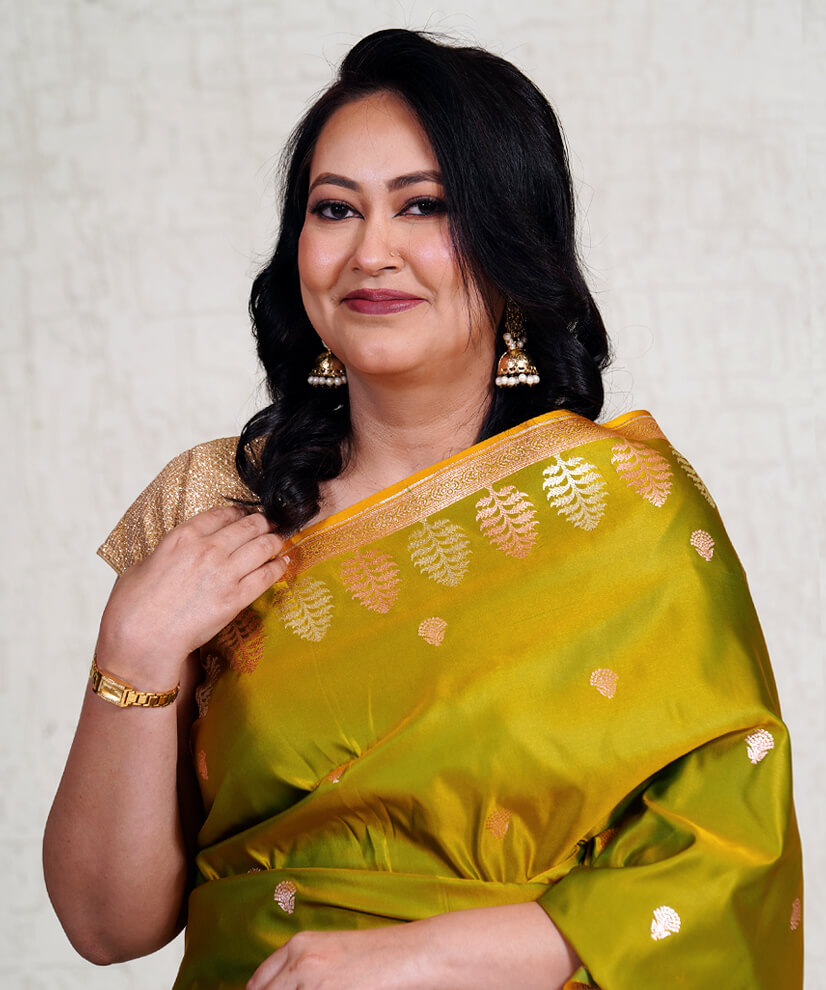 Olive Gold Banarasi Katan Silk Saree – Handwoven Masterpiece - Image 2