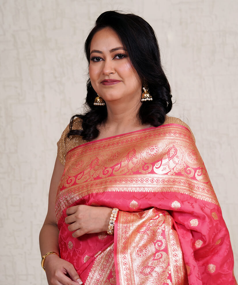 Rich Peach Banarasi Katan Silk Saree – Handwoven Elegance - Image 2