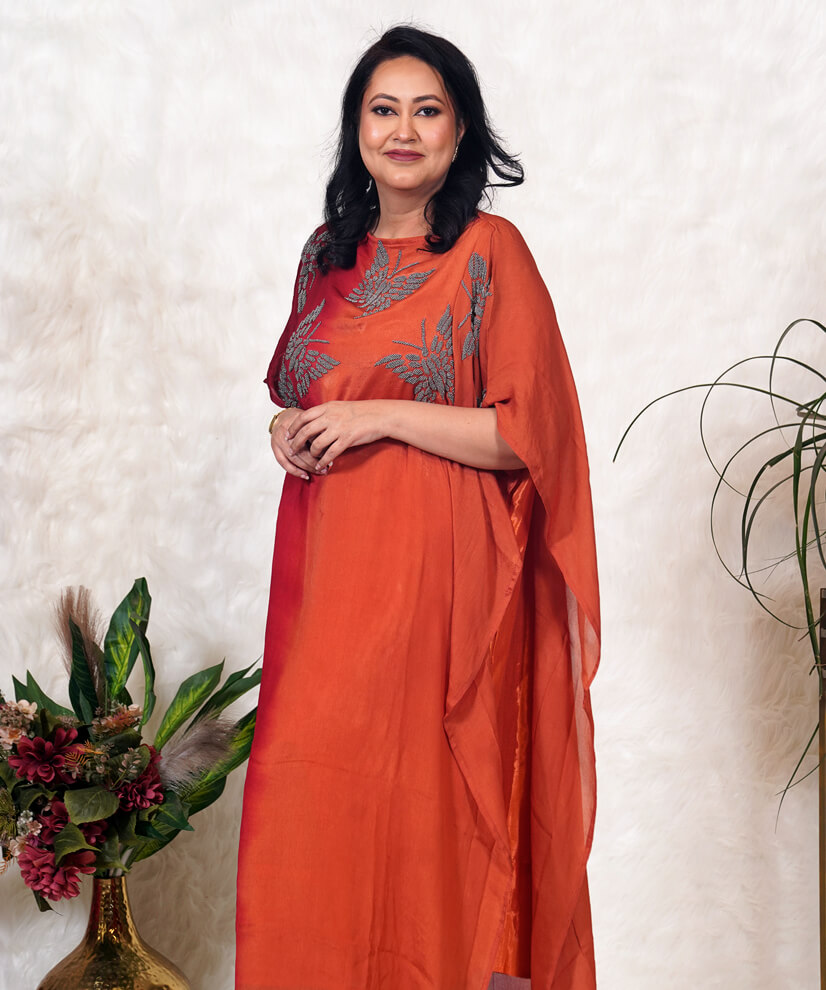 Sunset Ombre Kaftan with Intricate Beadwork - Image 3