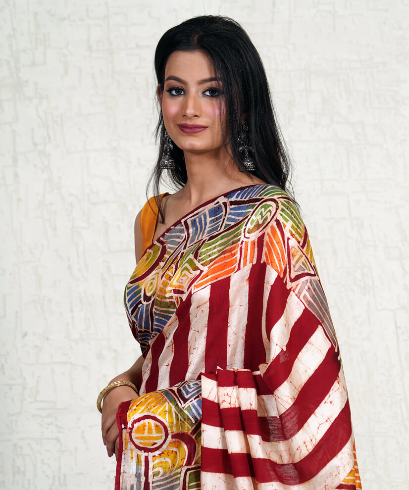 Abstract Elegance Soft Silk Saree – A Playful Fusion of Art & Tradition - Image 2