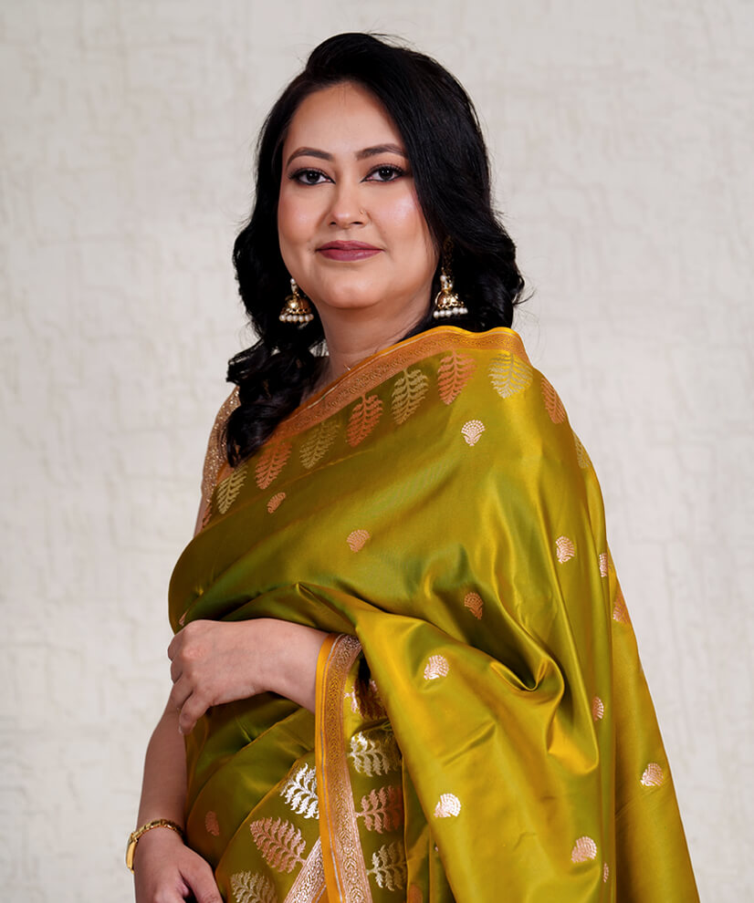 Olive Gold Banarasi Katan Silk Saree – Handwoven Masterpiece - Image 3