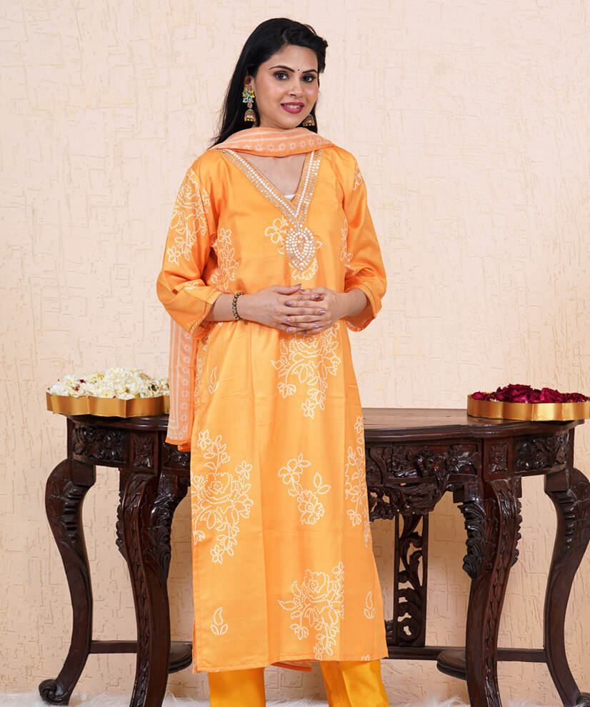 Sunset Glow Embroidered Rayon Kurta Set