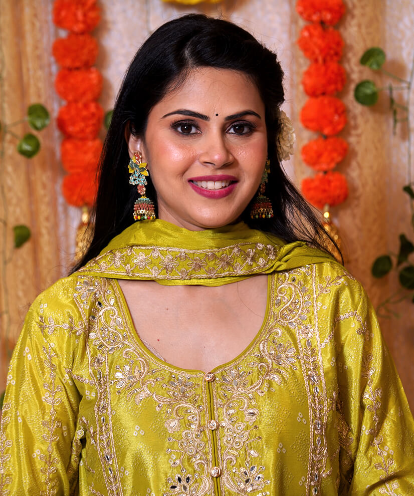 Lime Teal Ombre Chinon Silk Sharara Set with Embroidery - Image 2