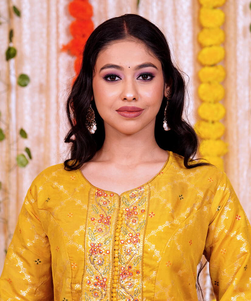 Turmeric Yellow Kurta Sharara Set with Embroidered Dupatta - Image 3