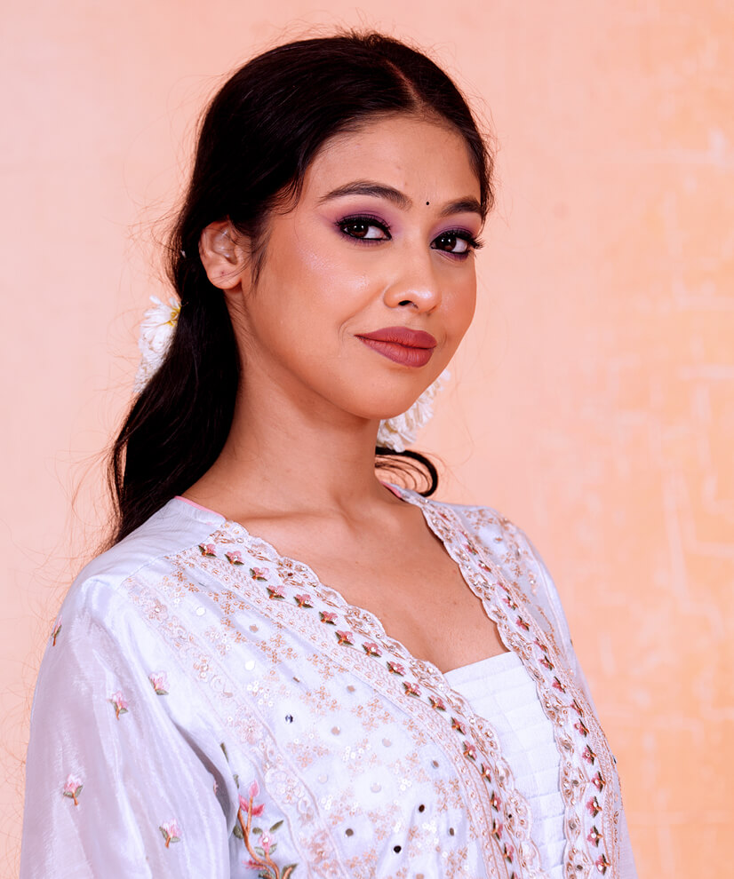 Powder Blue Embroidered Kurta Set with Floral Printed Dupatta - Image 2