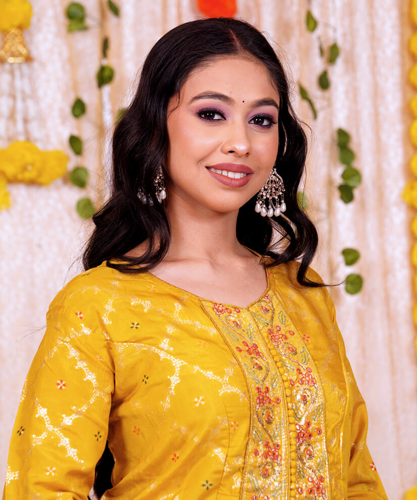 Turmeric Yellow Kurta Sharara Set with Embroidered Dupatta - Image 5